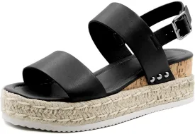 Athlefit Women's Espadrilles Sandals Ankle Strap Buckle Wedge Sandal Open Toe Studded Platform Sandals
