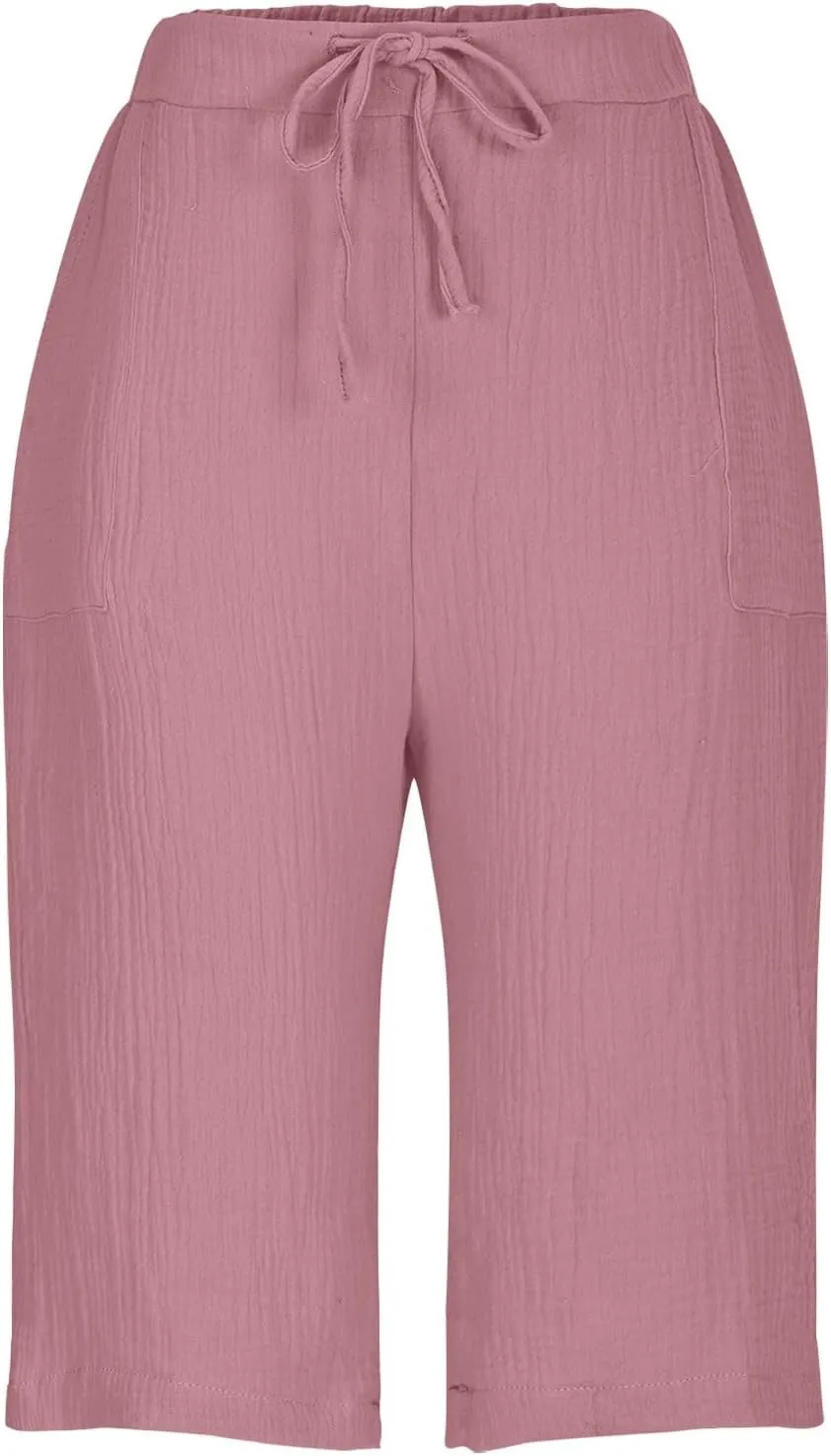 Bermuda Shorts for Women Knee Length Elastic Waist Drawstring Loose Wide Leg Shorts Summer Casual Beach Clothes 2025