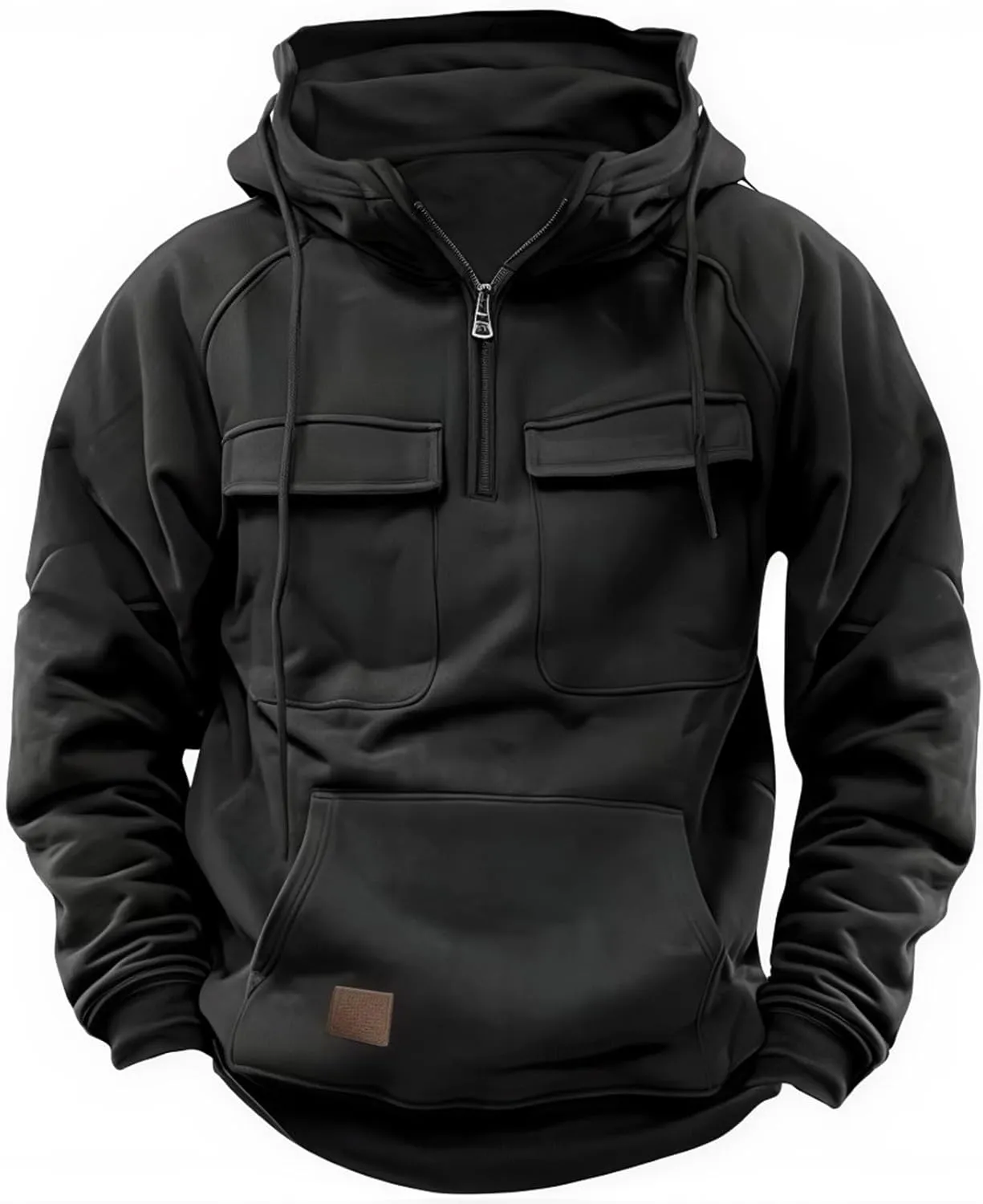 Cargo Hoodies for Men Tactical Sweatshirt Quarter Zip Cargo Pullover Hoodies Workout Gym Men Fashion Outdoor Hoodie