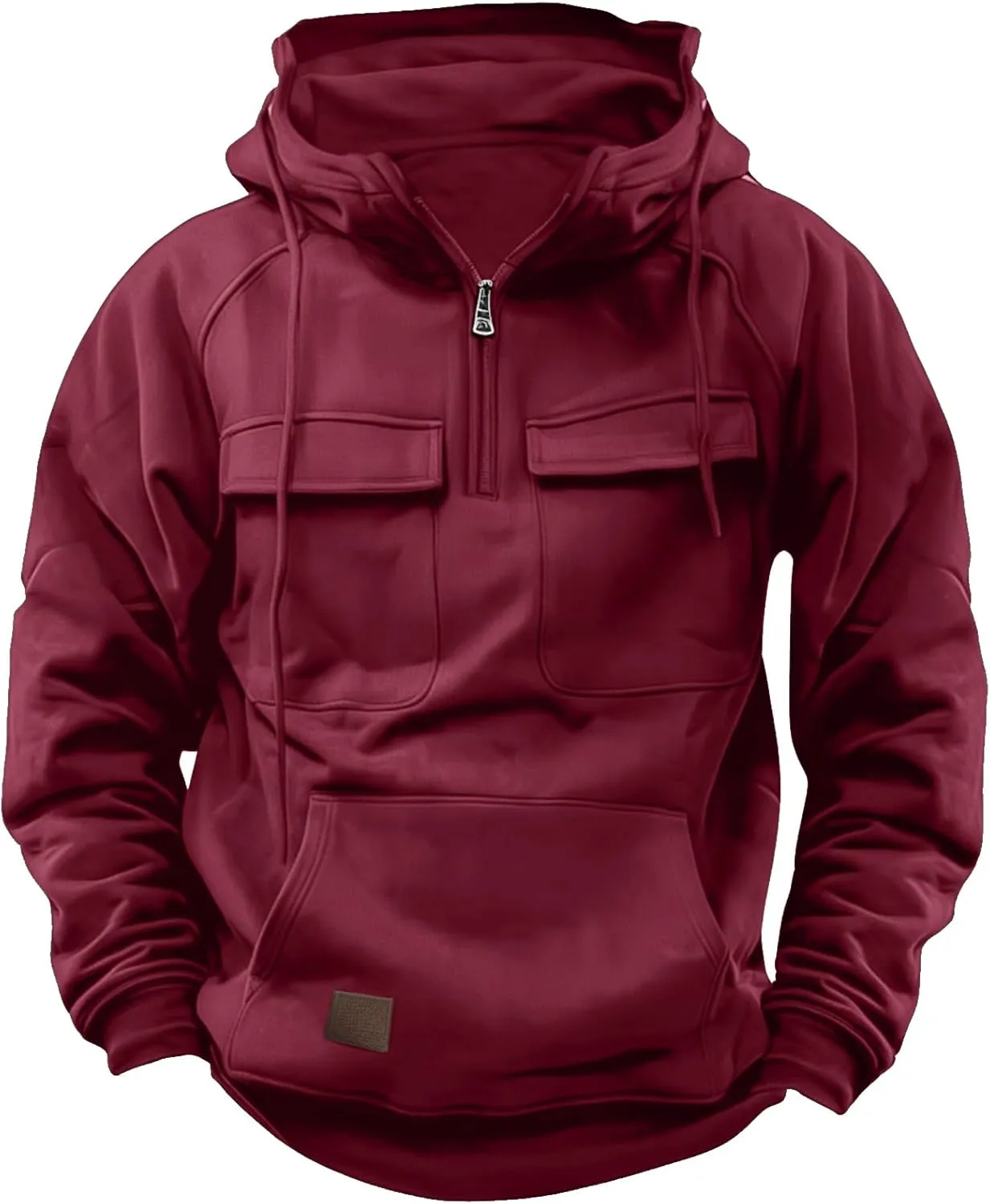 Cargo Hoodies for Men Tactical Sweatshirt Quarter Zip Cargo Pullover Hoodies Workout Gym Men Fashion Outdoor Hoodie