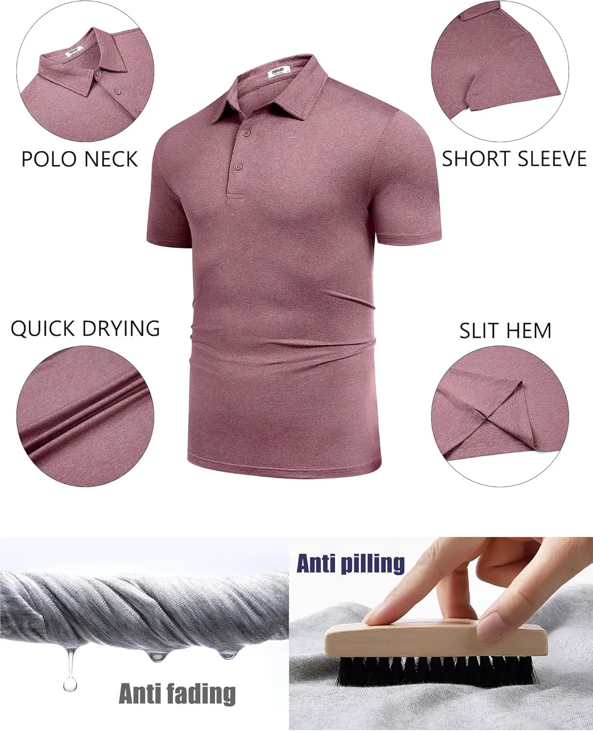 COOFANDY Men's Polo Shirt Golf Quick Dry Performance Short Sleeve Moisture Wicking Athletic Polo Collared Tennis T-Shirt
