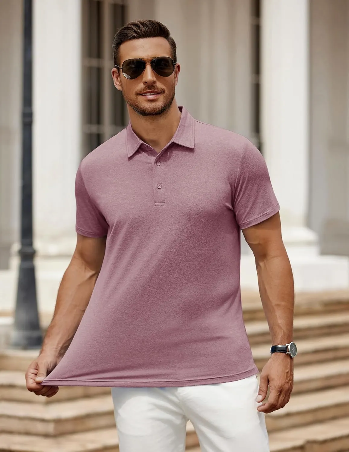 COOFANDY Men's Polo Shirt Golf Quick Dry Performance Short Sleeve Moisture Wicking Athletic Polo Collared Tennis T-Shirt