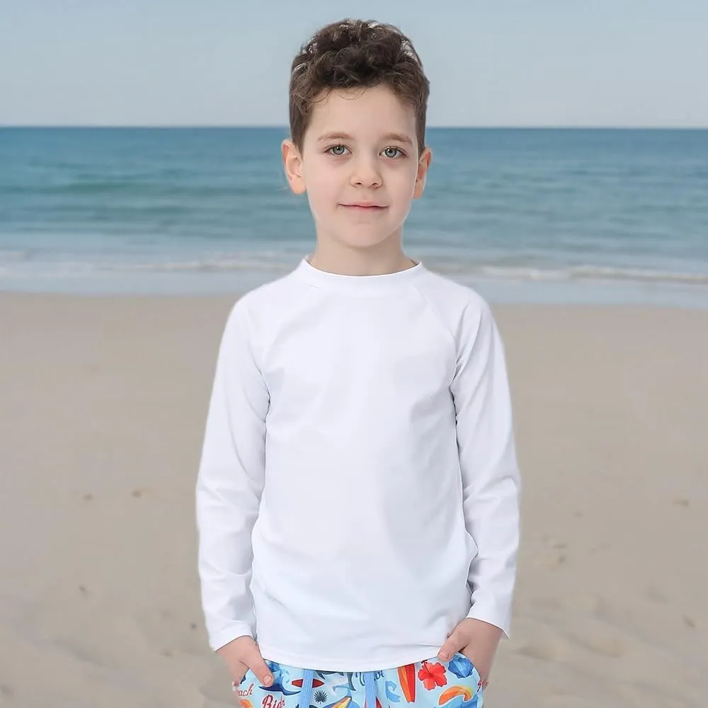 ESTAMICO Boys' UPF 50  Long-Sleeve Rashguard Athletic Swim Shirt
