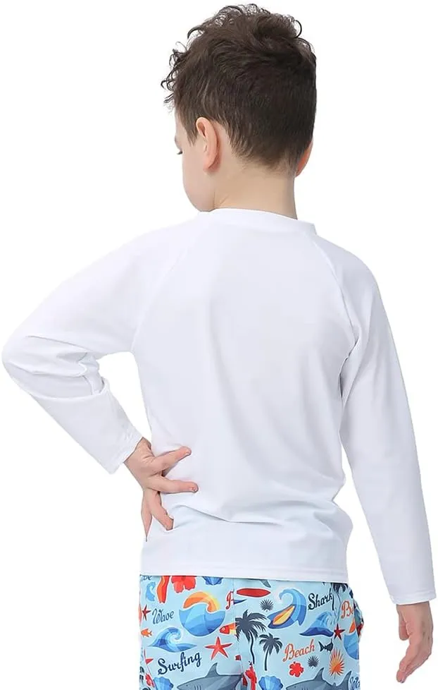 ESTAMICO Boys' UPF 50  Long-Sleeve Rashguard Athletic Swim Shirt