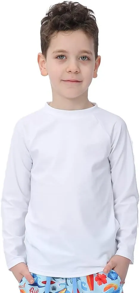 ESTAMICO Boys' UPF 50  Long-Sleeve Rashguard Athletic Swim Shirt