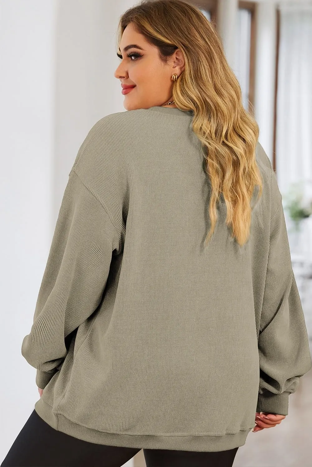 Eytino Women Plus Size Sweatshirts Long Sleeve Crew Neck Casual Oversized Soft Pullover Tops Shirts(1X-5X)