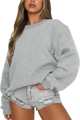 Fanway&EC Women's Long Sleeve Sweatshirt Casual Crewneck Oversized Pullover Hoodies Fall Tops