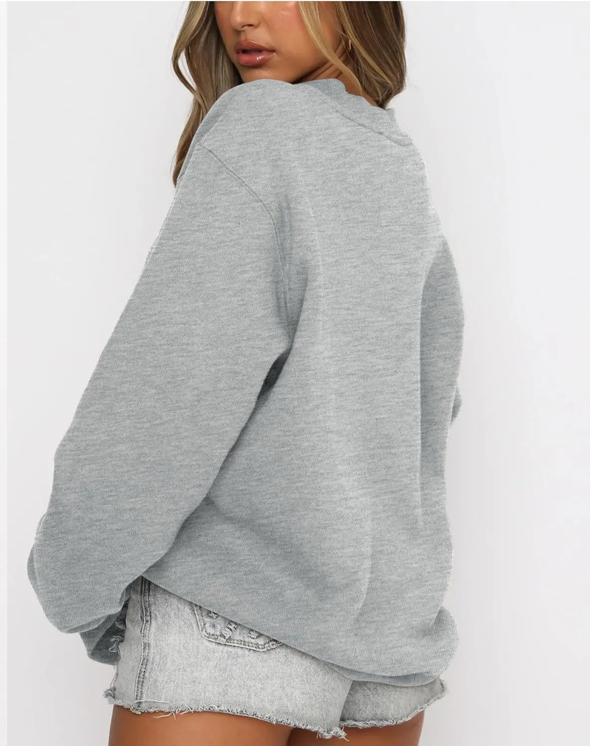Fanway&EC Women's Long Sleeve Sweatshirt Casual Crewneck Oversized Pullover Hoodies Fall Tops