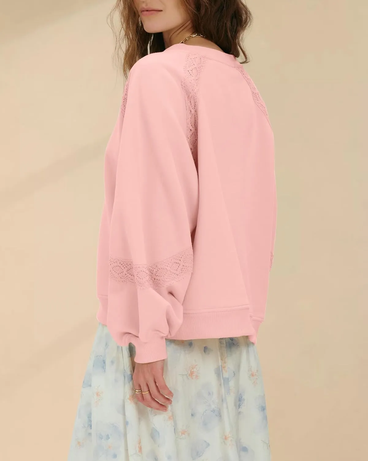 Gacaky Sweatshirt for Women Oversized Fleece Embroidered Crochet Hoodies Cropped Pullover Tops Fall Fashion Outfits Clothes