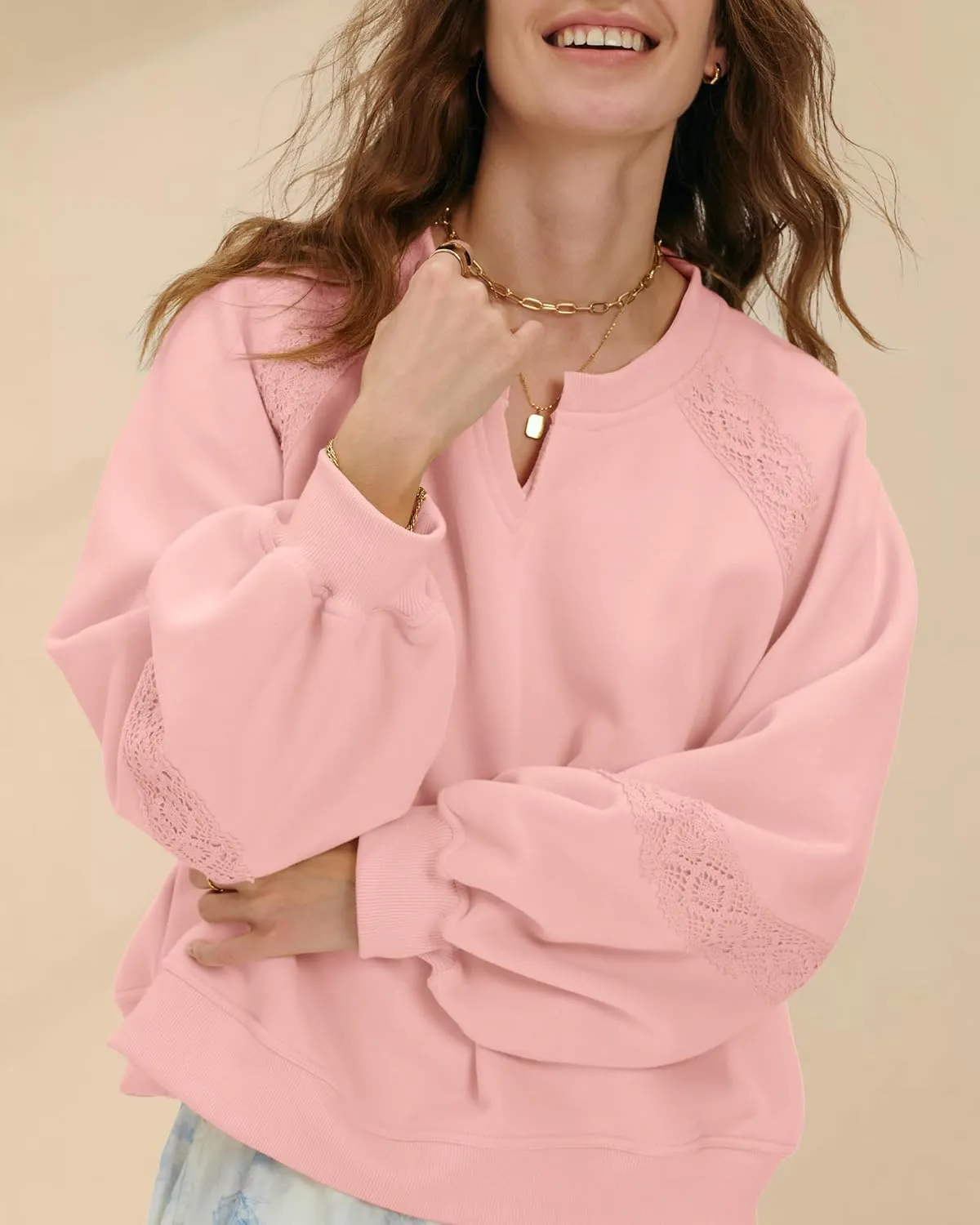 Gacaky Sweatshirt for Women Oversized Fleece Embroidered Crochet Hoodies Cropped Pullover Tops Fall Fashion Outfits Clothes