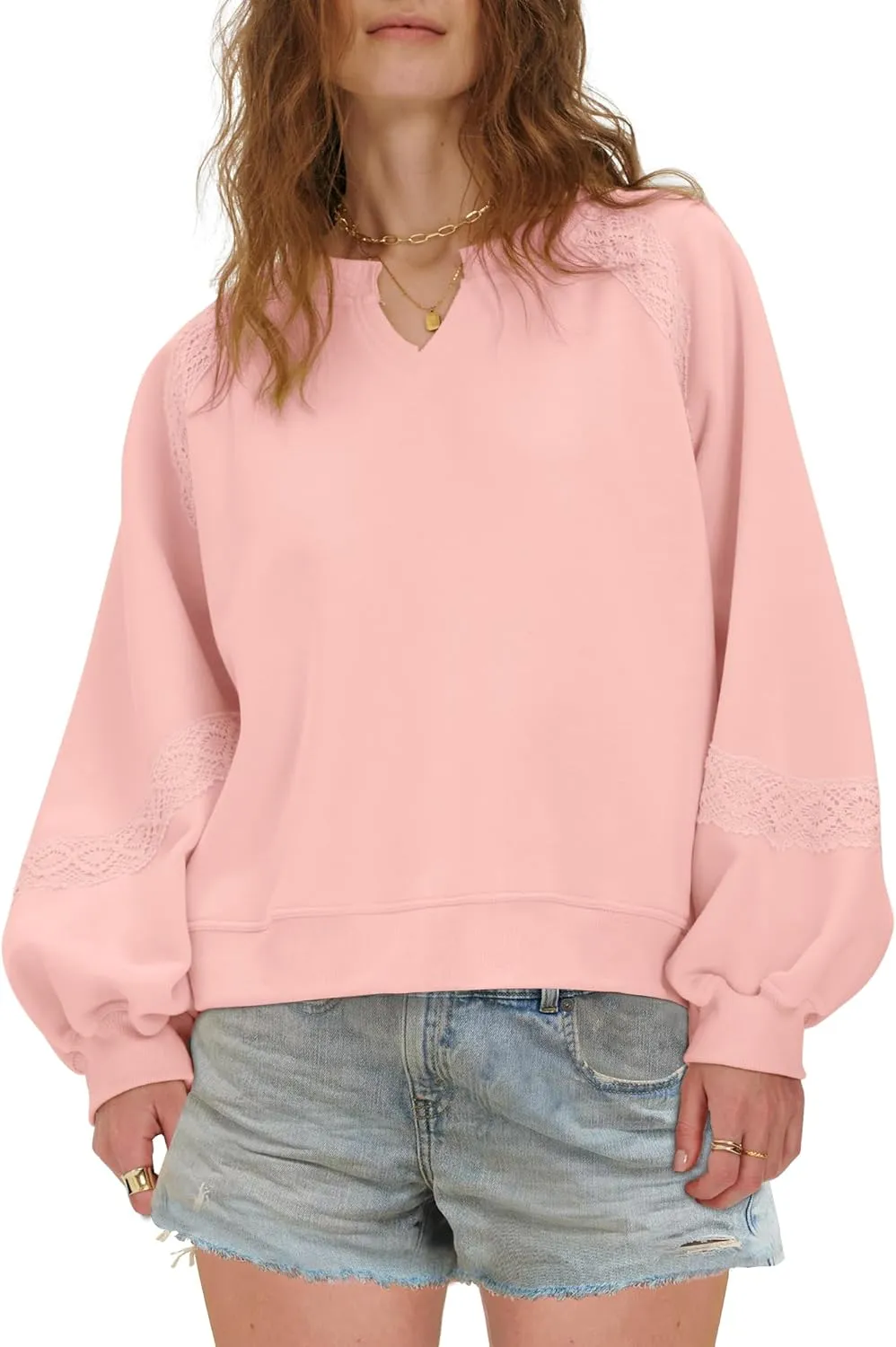 Gacaky Sweatshirt for Women Oversized Fleece Embroidered Crochet Hoodies Cropped Pullover Tops Fall Fashion Outfits Clothes