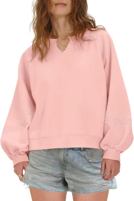 Gacaky Sweatshirt for Women Oversized Fleece Embroidered Crochet Hoodies Cropped Pullover Tops Fall Fashion Outfits Clothes