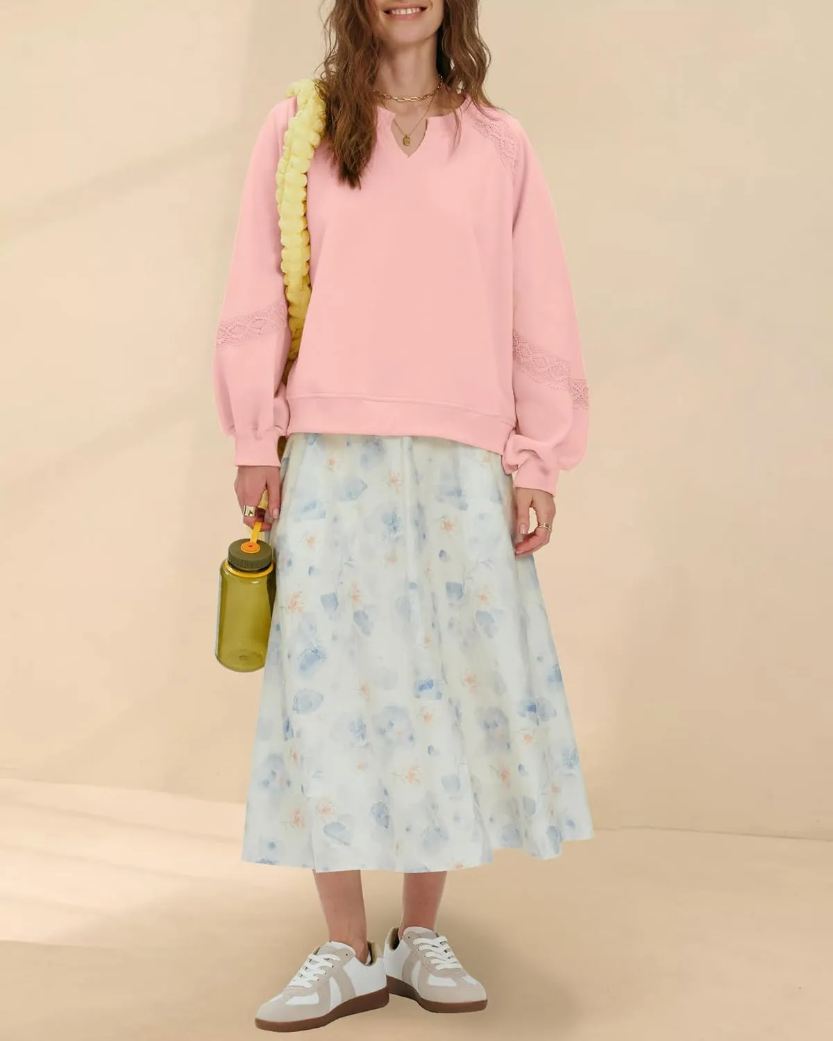 Gacaky Sweatshirt for Women Oversized Fleece Embroidered Crochet Hoodies Cropped Pullover Tops Fall Fashion Outfits Clothes