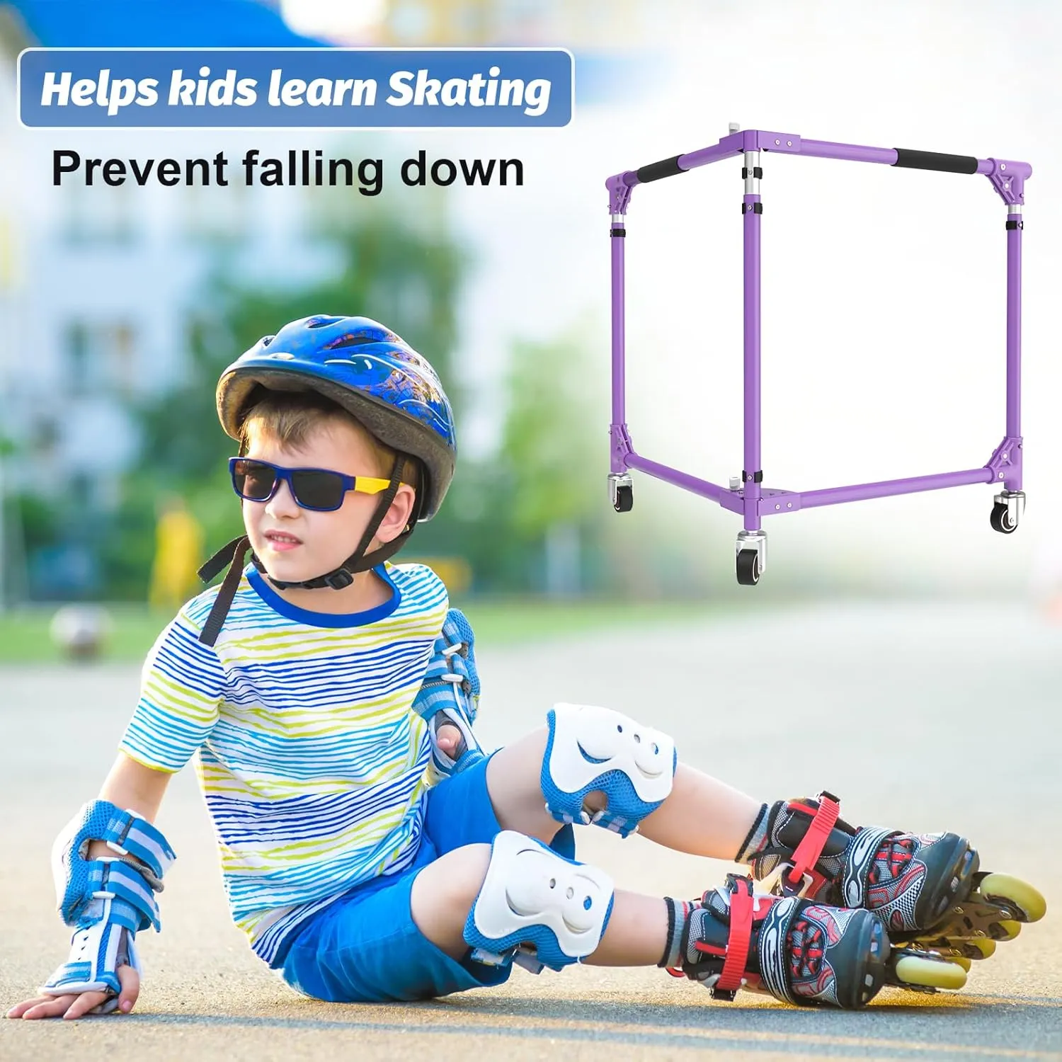 GanFindX Folding Skater Aid for Kids Roller Skating, Roller Skate Trainer for Kids Toddler Adjustable Height Training Walker