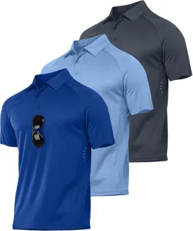 JACKETOWN 3 Pack Mens Polo Shirts Short Sleeve Golf Shirt Performance Moisture-Wicking Athletic Casual Collared Shirts