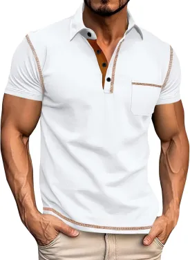 lcyhony Polo Shirts for Men Slim fit Short Sleeve Athletic Golf Shirts Lightweight Comfy Summer Casual T-Shirts with Pocket