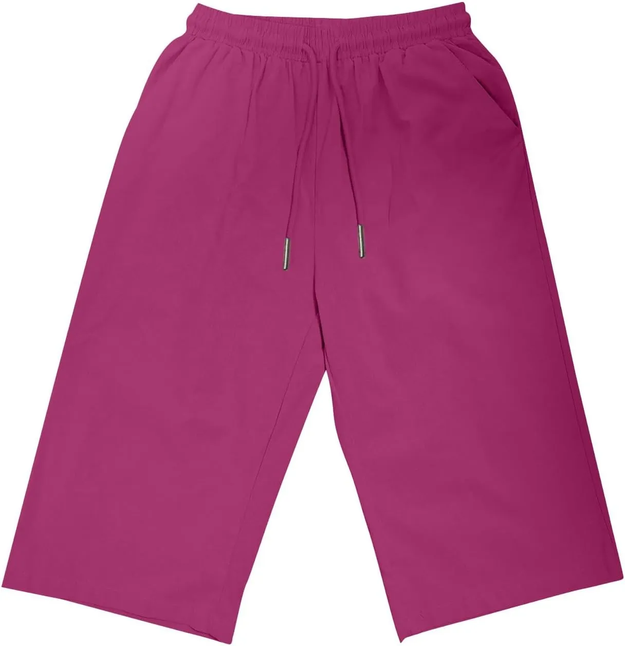 Linen Bermuda Shorts for Women Knee Length Summer Casual Drawstring High Waisted Gym Short Pants with Pockets