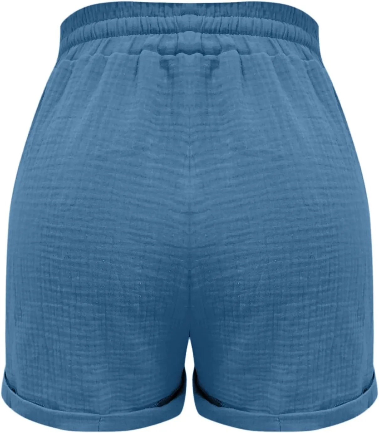 Linen Shorts for Women Summer Casual Loose Shorts Drawstring Elastic Waist Lightweight Bermuda Shorts with Pockets