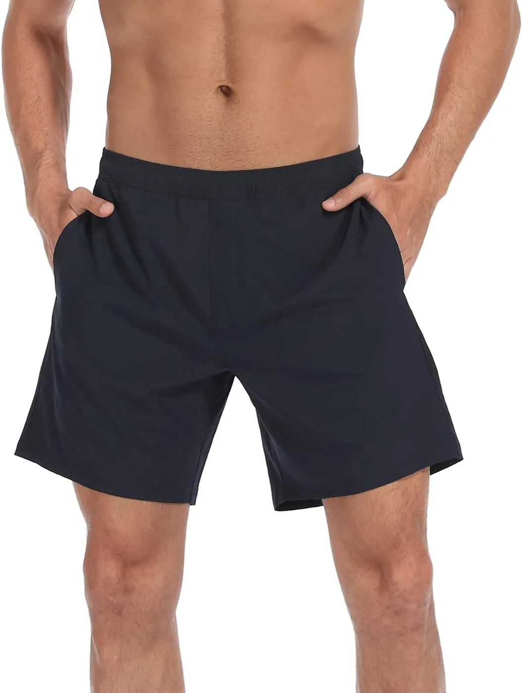 LRD Mens Athletic Workout Shorts with Compression Liner 7 inch Inseam