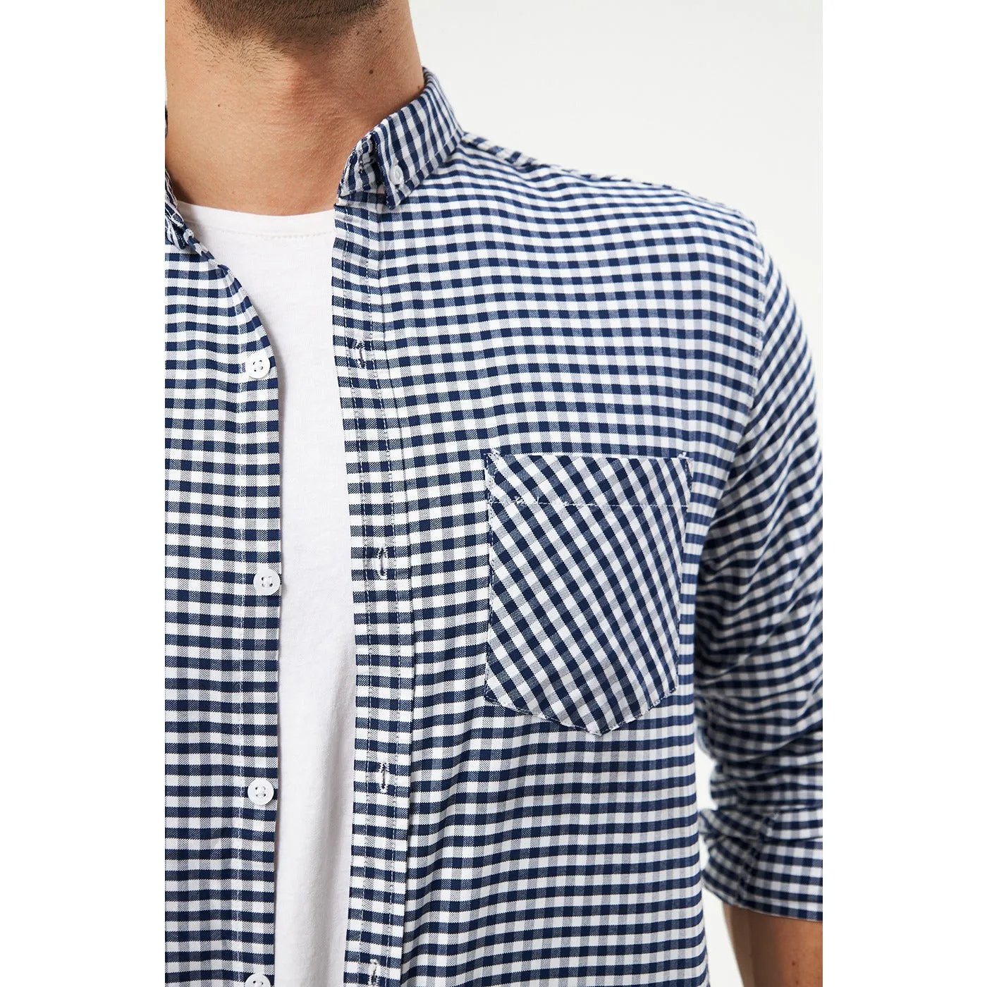 Navy Ghingham Check Casual Shirt