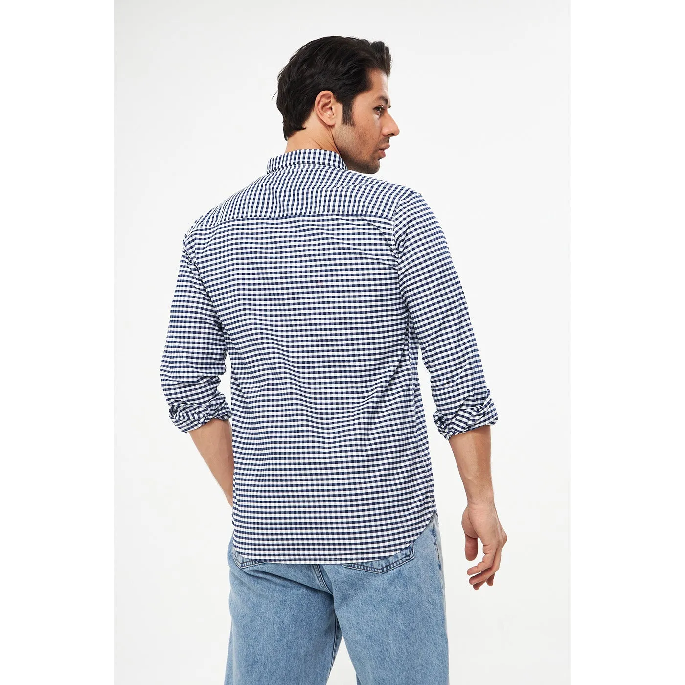 Navy Ghingham Check Casual Shirt