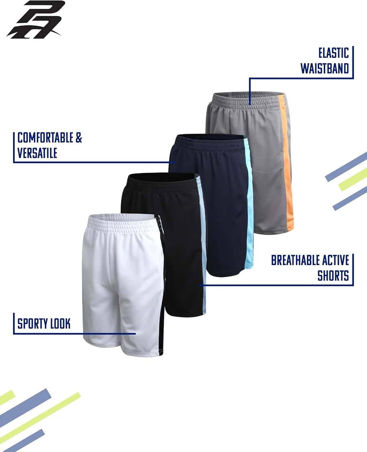 Pro Athlete Boys Basketball Shorts - 4 Pack Mesh Athletic Shorts for Boys - Gym Shorts for Workout and Running (Size: 5-16)