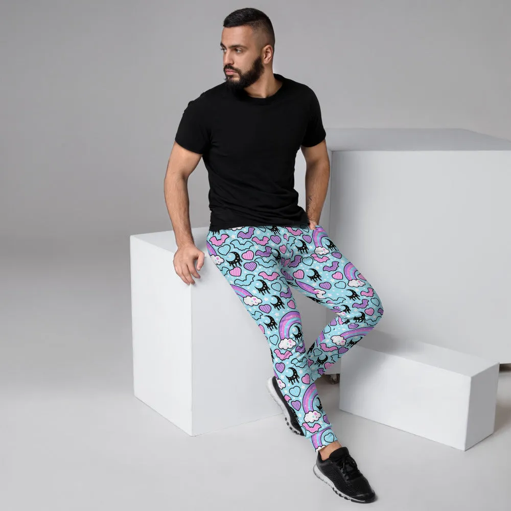 Rainbow Spooky Bats Blue Men's Joggers