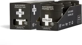 STRAP Black Bamboo Hypoallergenic Body Tape | Sports Tape, Athletic Tape, Kinesiology Tape, Shape Tape | Tape for Sensitive Skin, Non Toxic, Latex Free | 3x16.5ft Rolls
