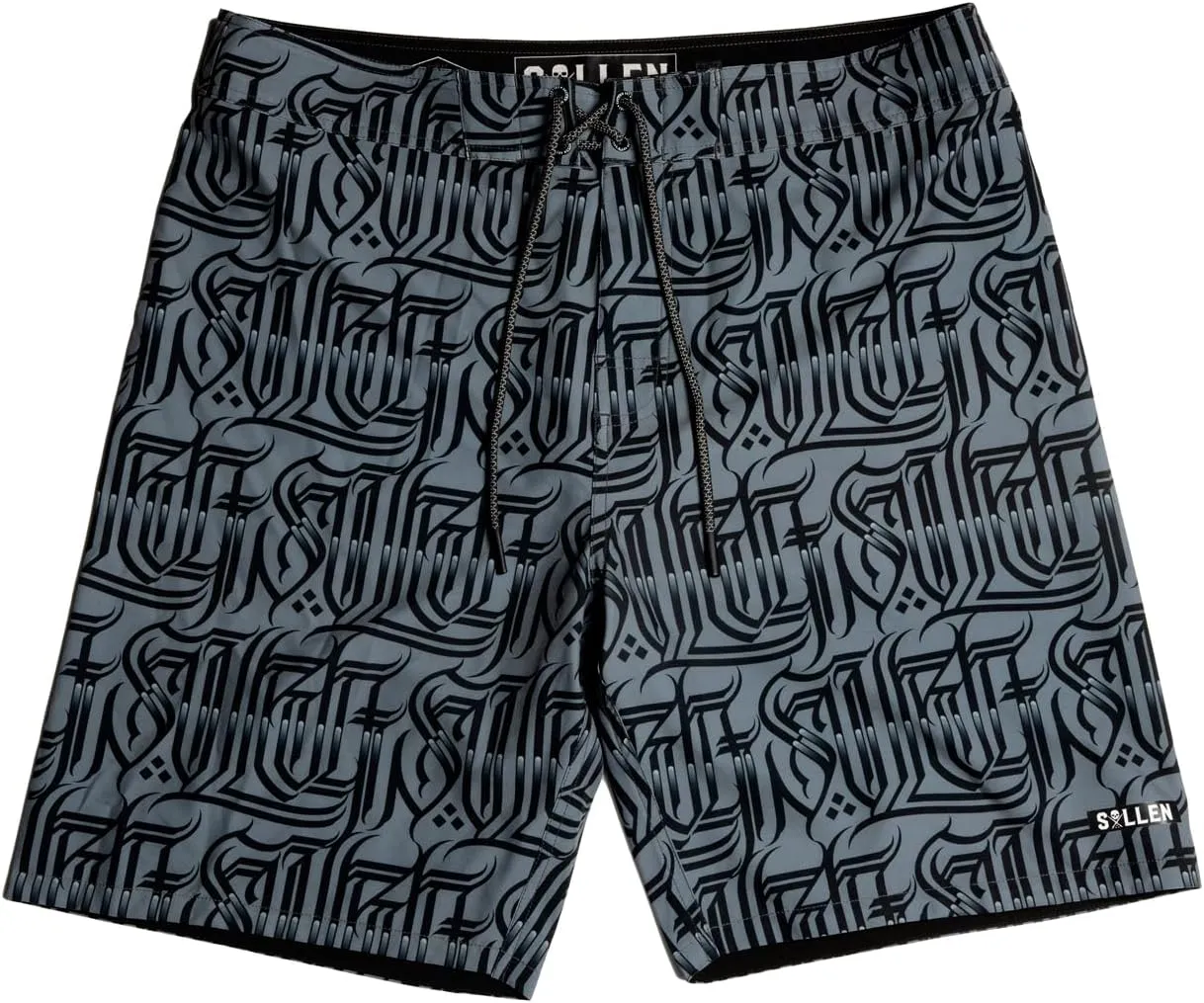 Sullen Richie Tattoo Lifestyle Graphic Lettering Swim Drawstring Boardshorts Grey