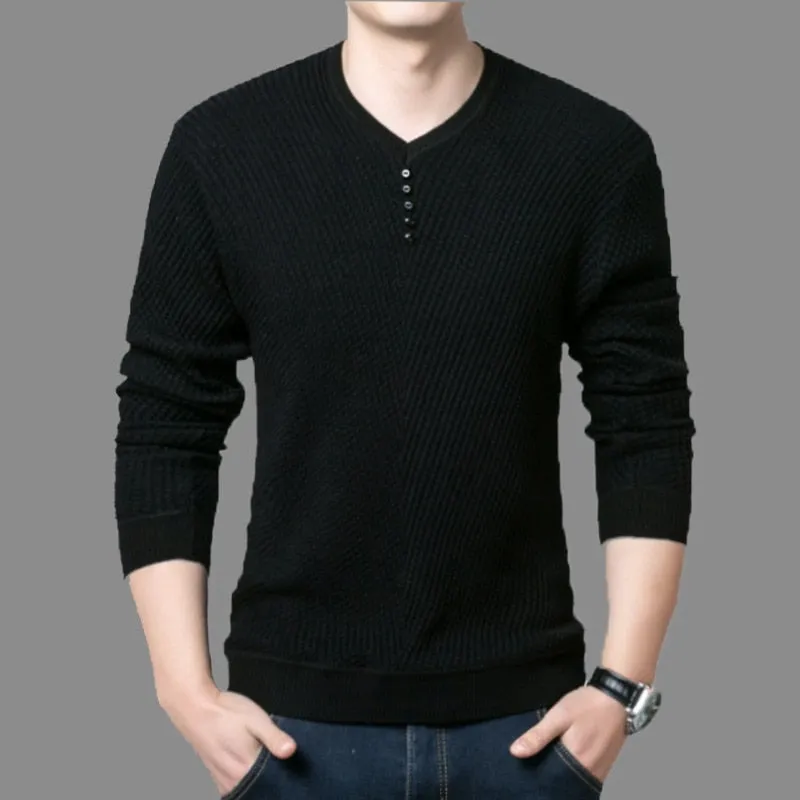 TFETTERS 2022 Men Sweater Casual V-Neck Pullover Men Spring Autumn Slim Sweaters Long Sleeve Mens Sweater Knitted Shirt Homme