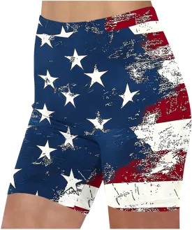 Women's 4th of July Shorts RedWhite & Blue American Flag Apparel for Independence Day Casual & Trendy