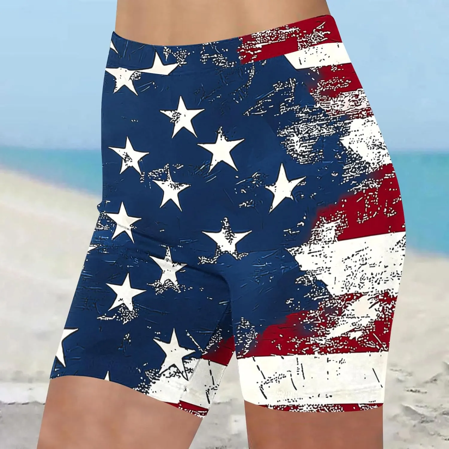 Women's 4th of July Shorts RedWhite & Blue American Flag Apparel for Independence Day Casual & Trendy
