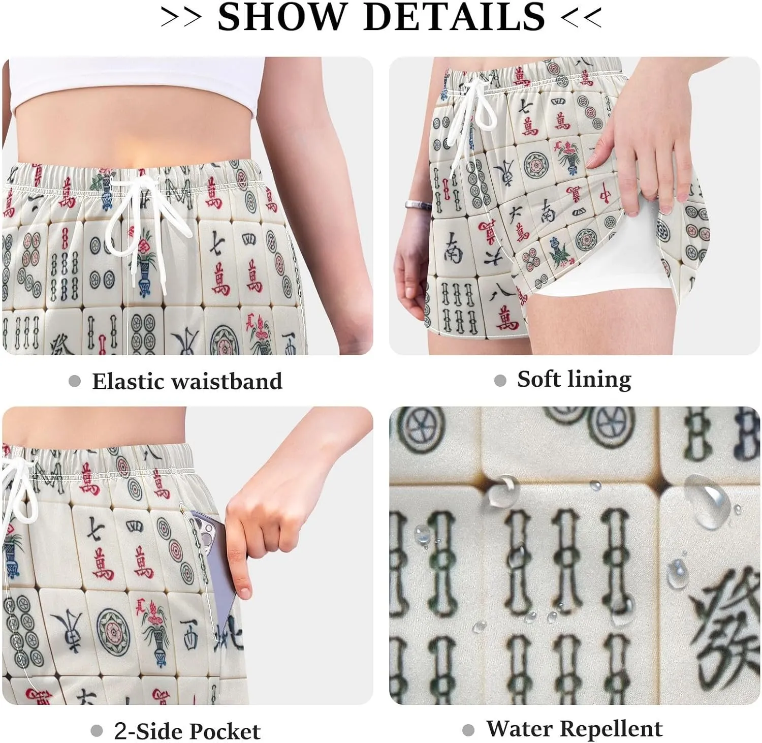 Women's Athletic Shorts with Liner Pockets Quick-Drying Beach Boardshorts Casual Workout Shorts