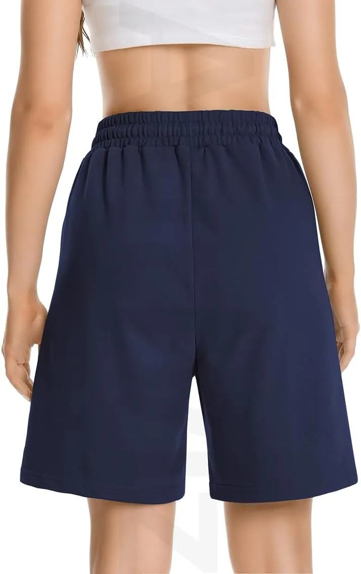 Womens Long Sweat Shorts Casual Summer Bermuda Loose Lounge Workout Athletic Shorts with Pockets