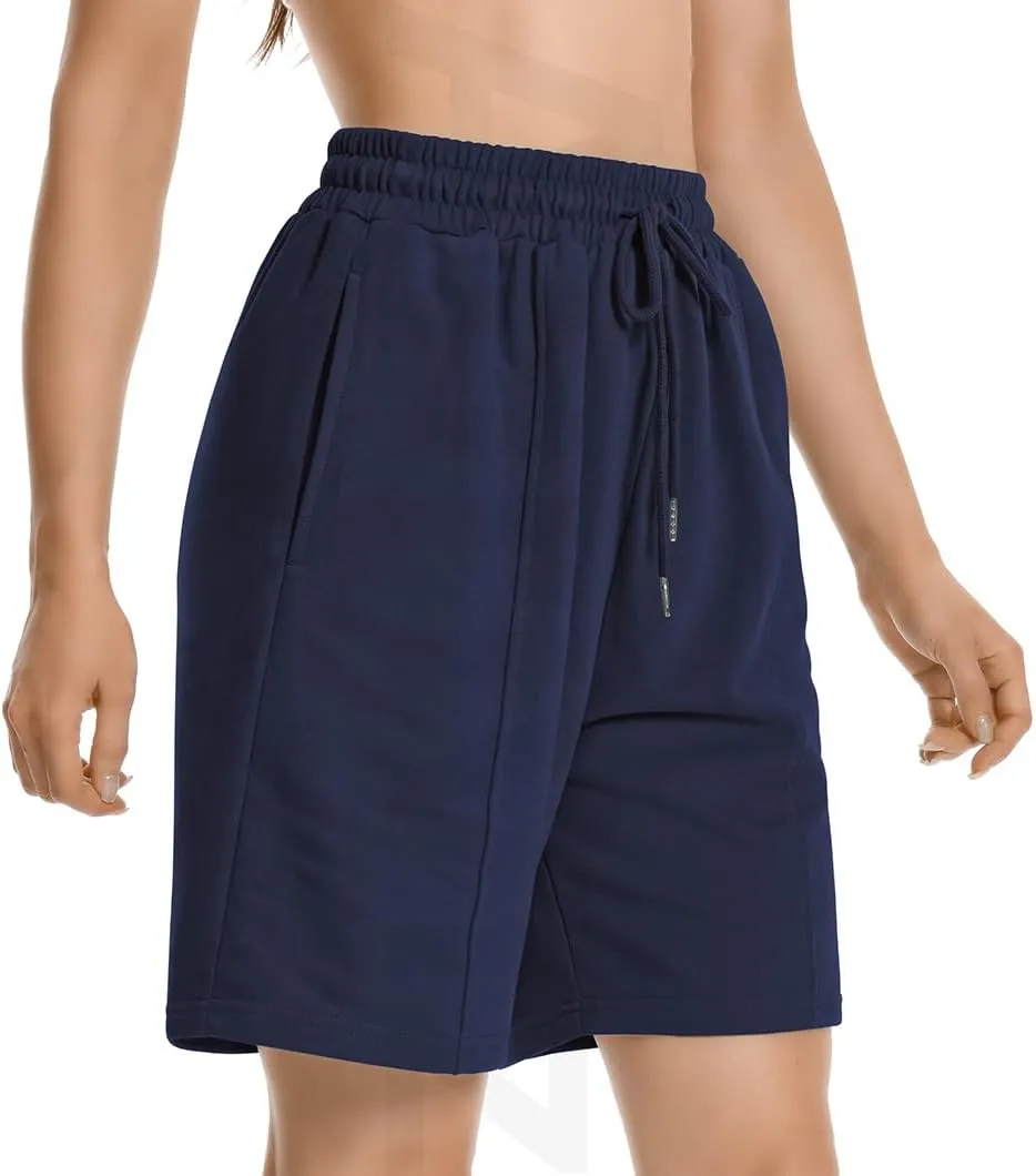 Womens Long Sweat Shorts Casual Summer Bermuda Loose Lounge Workout Athletic Shorts with Pockets