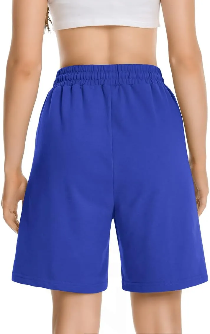Womens Long Sweat Shorts Casual Summer Bermuda Loose Lounge Workout Athletic Shorts with Pockets